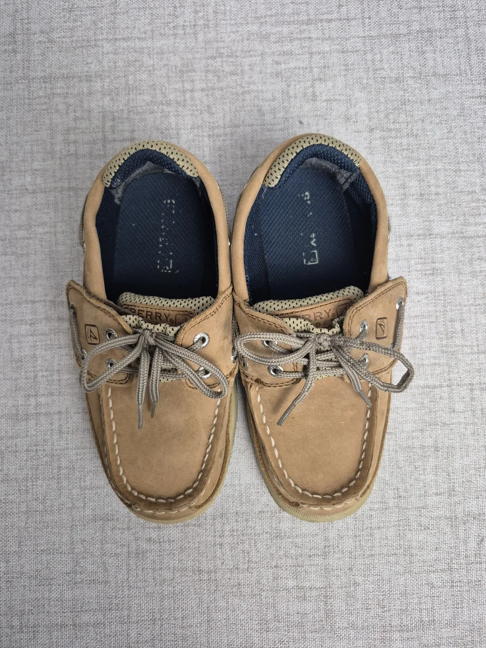 Sperry Top-Sider Little Kids Lanyard A/C Leather Boat Shoes Tan Brown Size 12